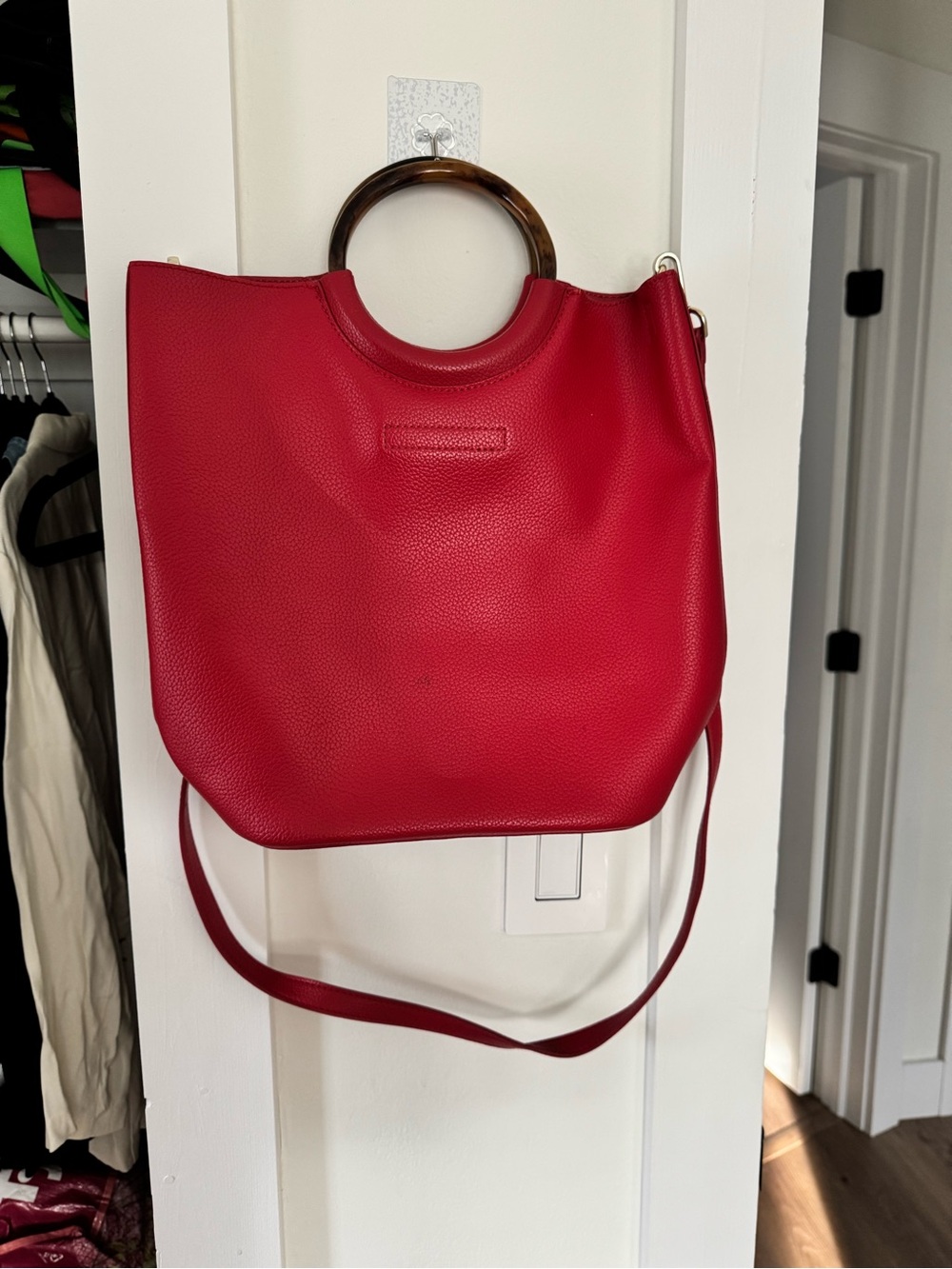 Banana Republic Red Tote with Tortoiseshell Round Handles